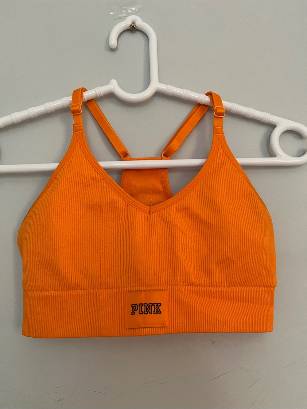 PINK Victoria's Secret Orange Ribbed Sports Bralette